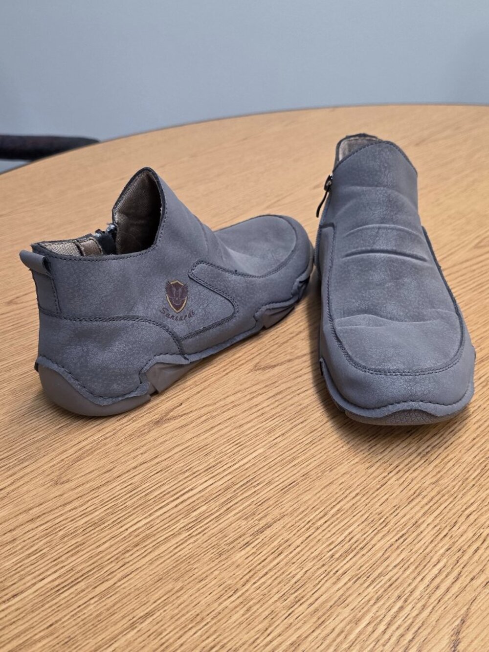 Sanearde Gray Leather Chukka Ankle Boots Men’s EU (US 8) 41 Side Zip